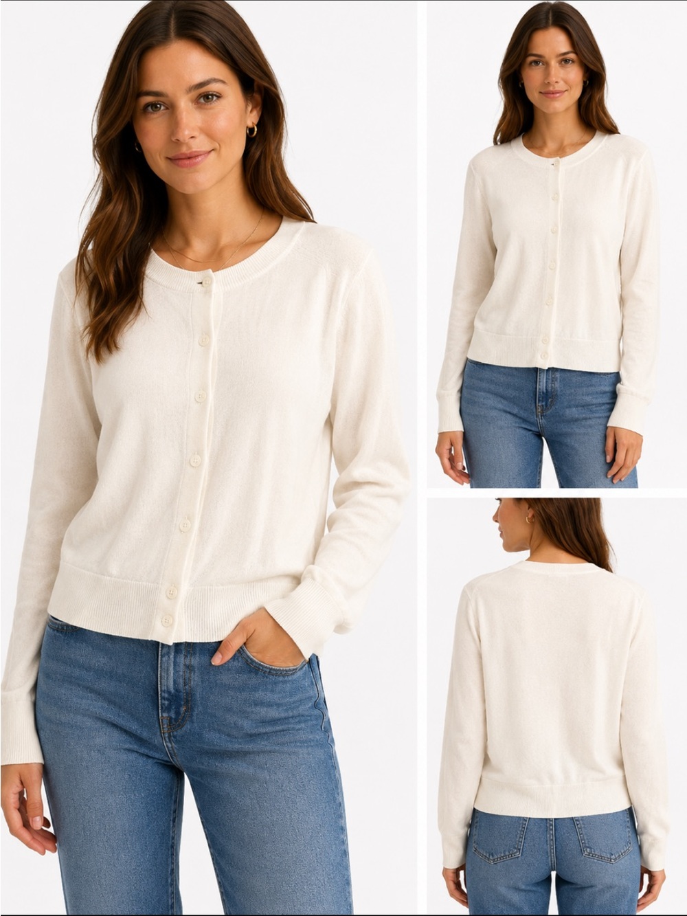 GAP Cream Button-Up Lightweight Cardigan